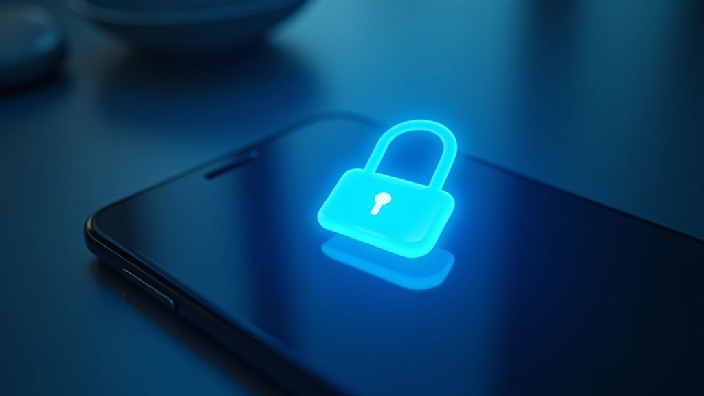 Cybersecurity lock icon with digital wallet representation and encrypted data visualization