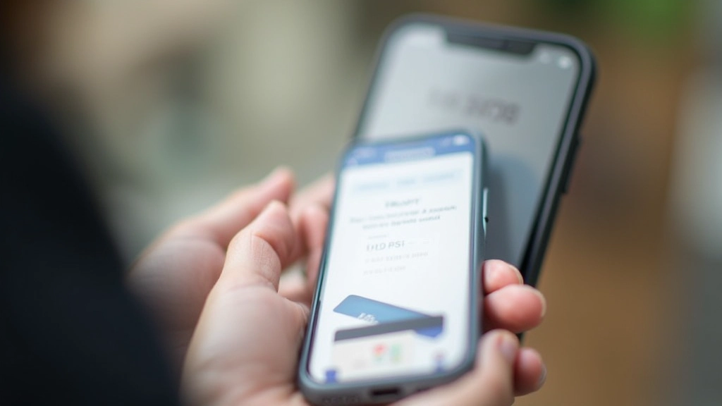 Smartphone displaying payment app setup screen with credit card being added to digital wallet, step-by-step process visible
